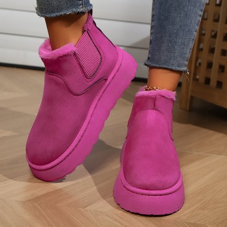 Casual Plain Slip On Block Heel Snow Boots