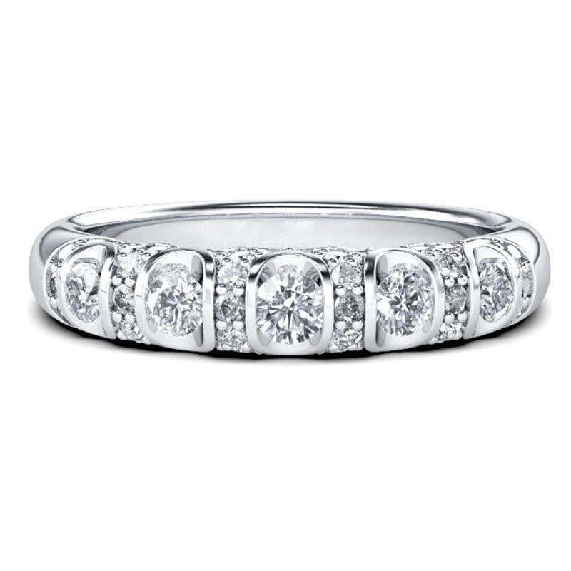 Italo Vintage Five Stone Created White Sapphire Wedding Band