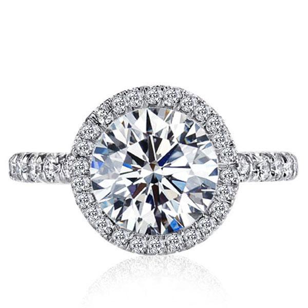 Italo Classic Round Halo Created White Sapphire Engagement Ring