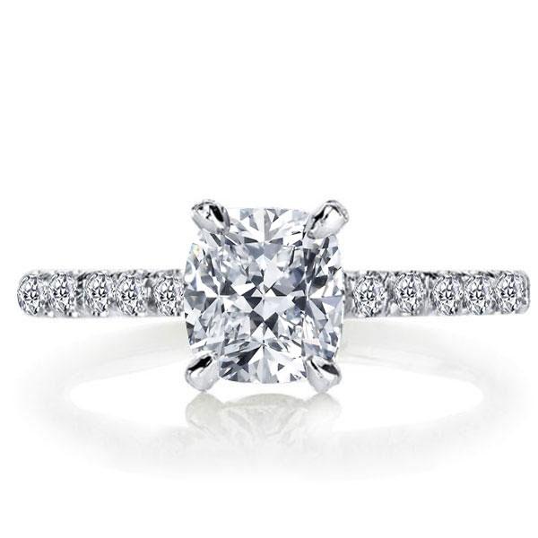 Italo Classic Cushion Created White Sapphire Engagement Ring