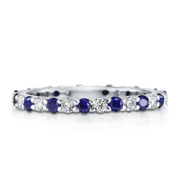 Italo White & Blue Sapphire Eternity Wedding Band For Women