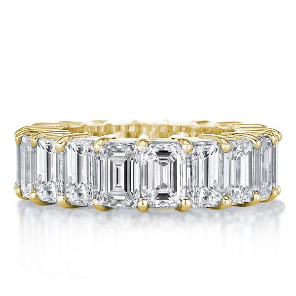 Golden Emerald Eternity Wedding Band