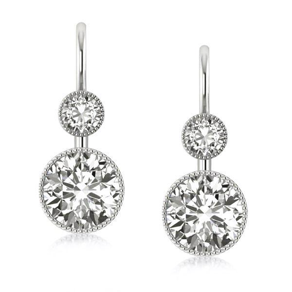 Classic Round Cut Silver Drop Earrings