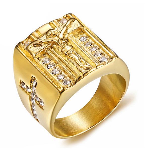 Golden Jesus Stainless Steel Design Men's Wedding Band