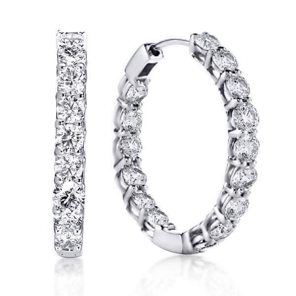 Classic Round Cut Hoop Earrings Women Silver