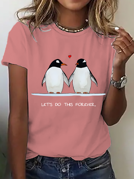 Valentine's Day Casual Crew Neck Short Sleeve Comfy T-shirt