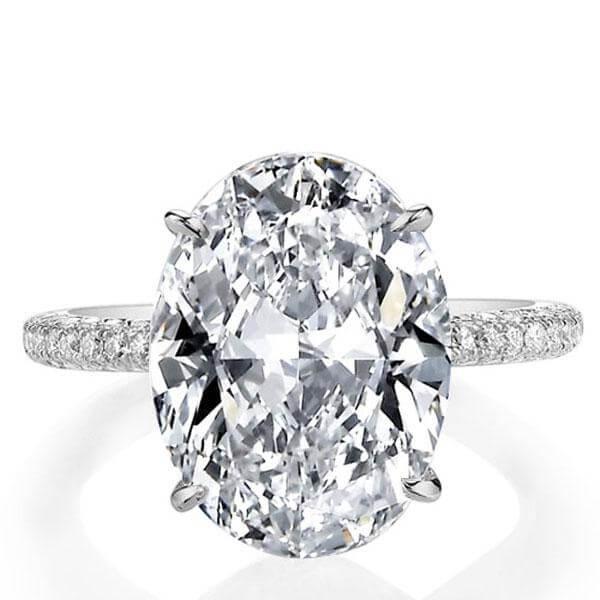 Italo Oval Cut Created White Sapphire Engagement Ring Cocktail Ring With Hidden Halo