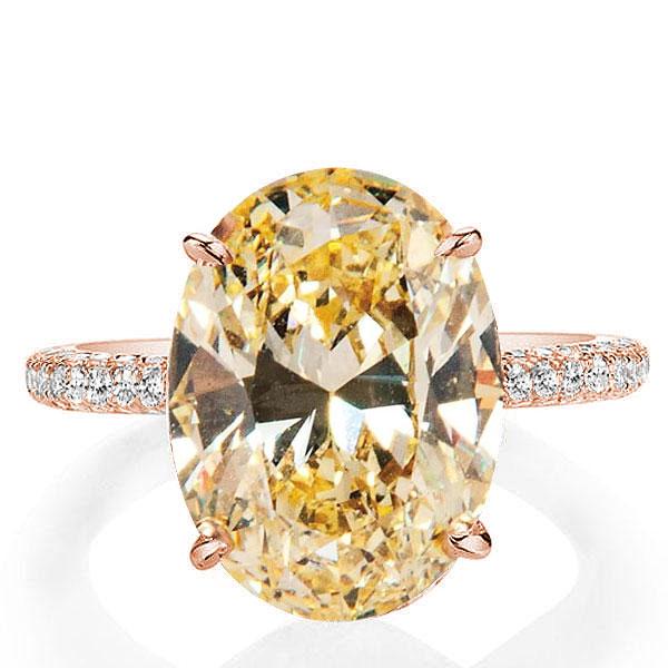 Italo Rose Gold Oval Created Champagne Sapphire Engagement Ring