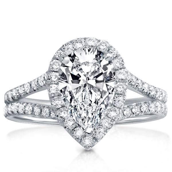 Split Shank Halo Pear Engagement Ring