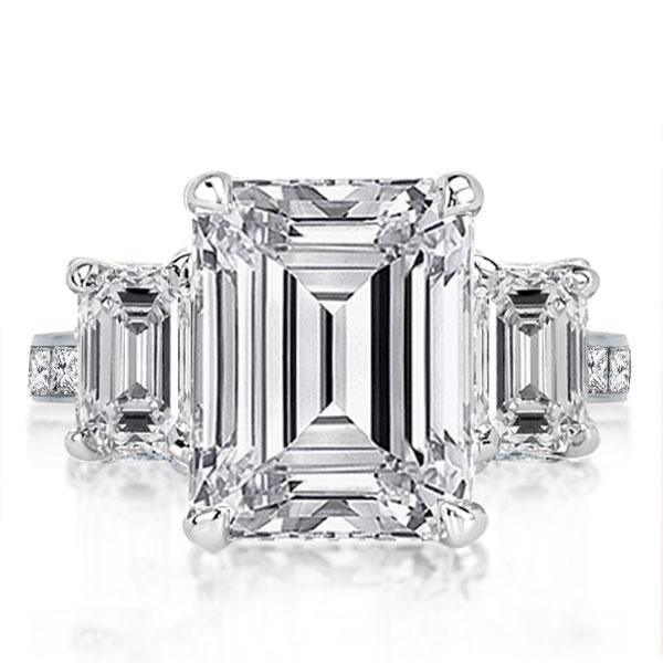 Emerald Three Stone Engagement Ring