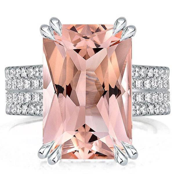 Multi Row Shank Radiant Champagne Engagement Ring(10.65 CT.TW)