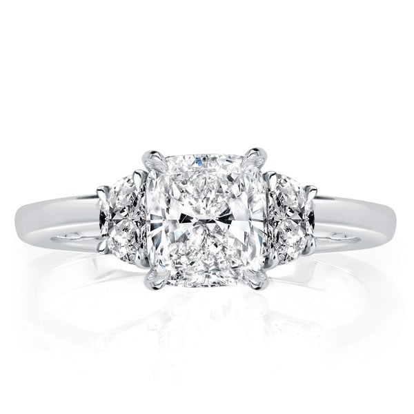Three Stone Cushion Engagement Ring