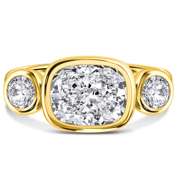 Italo Created White Sapphire Engagement Ring Cushion Cut Three Stone Engagement Ring