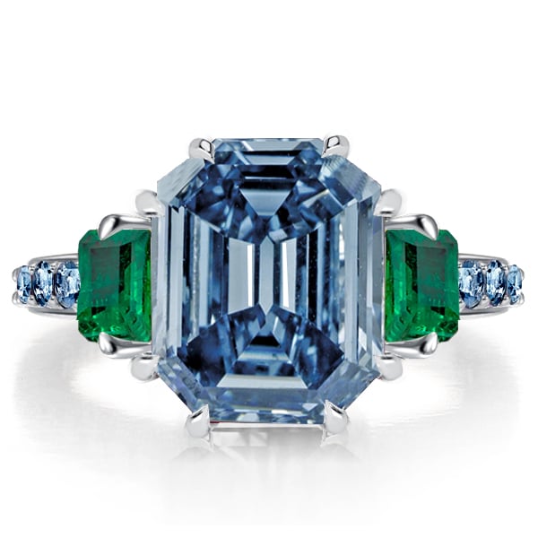 Italo Unique 3 Stone Blue Topaz Engagement Ring Promise Ring