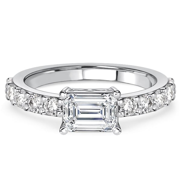 Italo Emerald Cut East West Wedding Rings For Women