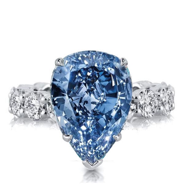 Italo Blue Topaz Pear Shaped Eternity Shank Engagement Ring