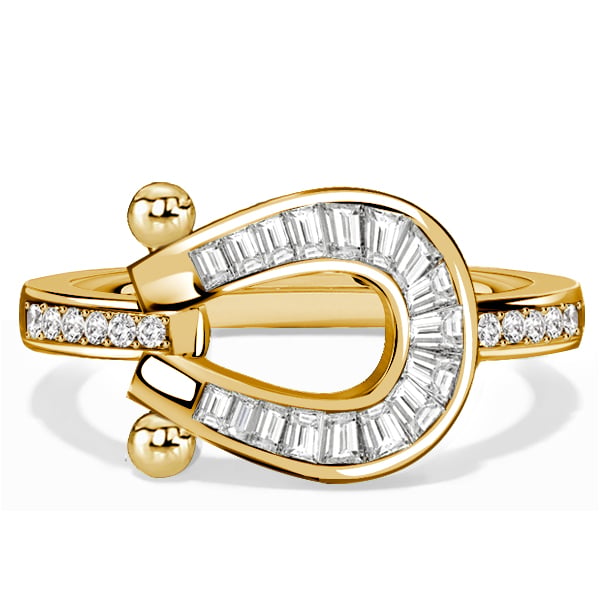 Italo Golden Channel Set Horseshoe Ring Engagement Ring