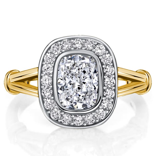 Italo Halo Cushion Cut Sterling Silver Rings For Women