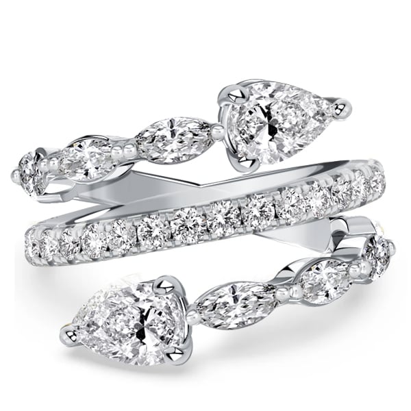 Italo Toi Et Moi Pear Cut Teardrop Ring Spiral Engagement Ring