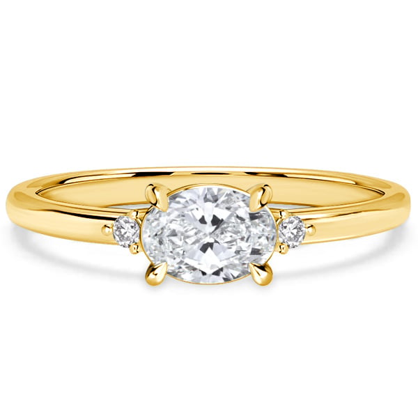 Italo East West Oval Cut Three Stone Engagement Ring