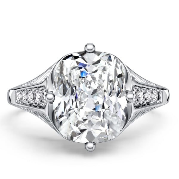 Italo Vintage Cushion Cut Created White Sapphire Engagement Ring Cocktail Ring
