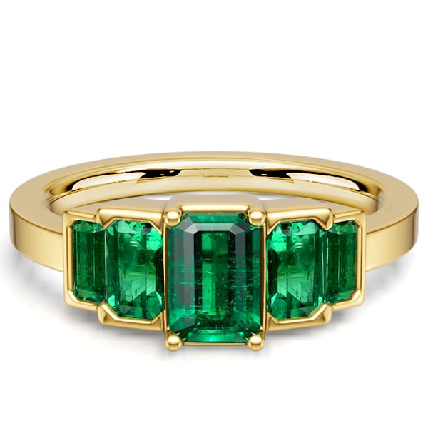 Italo Five Stone Emerald Cut Emerald Green Engagement Rings