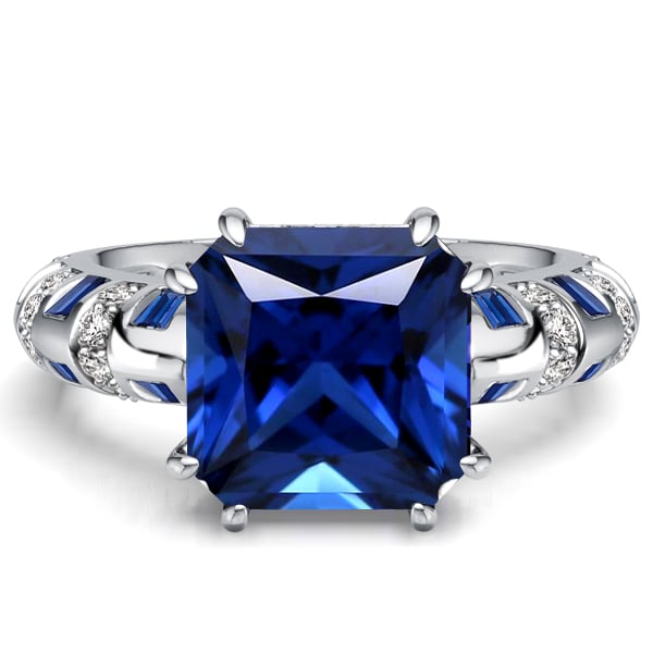 Italo Knife-Edge Princess Cut Blue Sapphire Engagement Ring