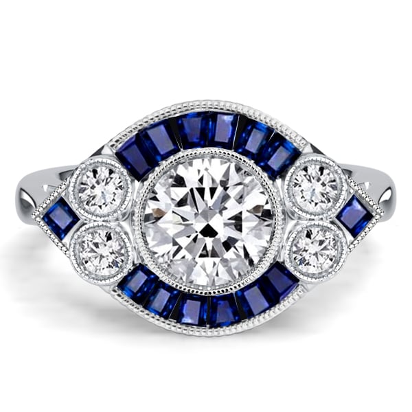 Italo Milgrain Bezel 1 CT. Round Cut Vintage Engagement Rings