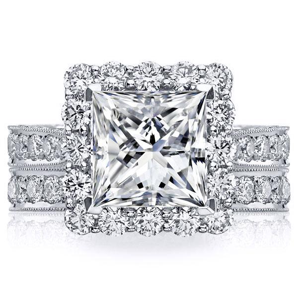 Italo Milgrain Halo Created White Sapphire Bridal Set