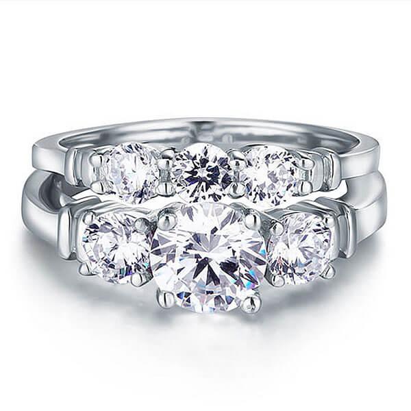 Italo Three Stone Wrap Design Created White Sapphire Bridal Set