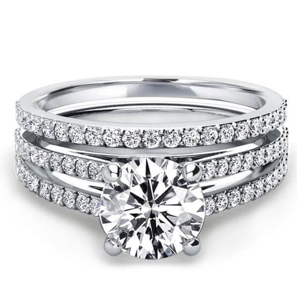 Italo Split Shank Created White Sapphire Bridal Set