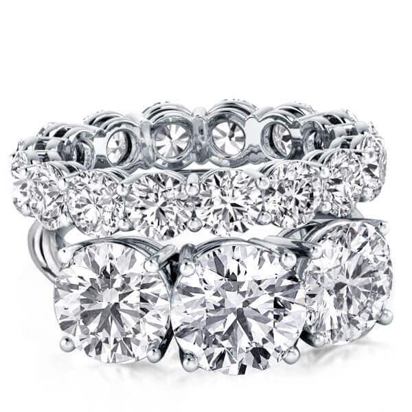 Italo Three Stone Engagement Rings Sets In 925 Sterling Silver