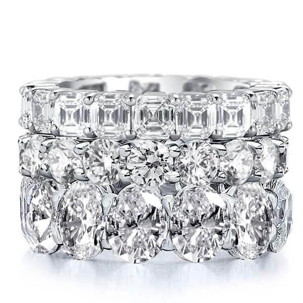 Triple Row Eternity Stackable Band Set