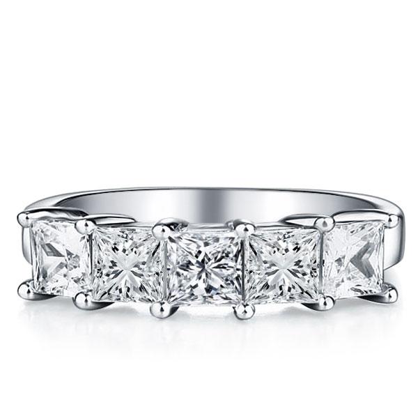 Italo Five Stone Half Eternity Created White Sapphire Wedding Band