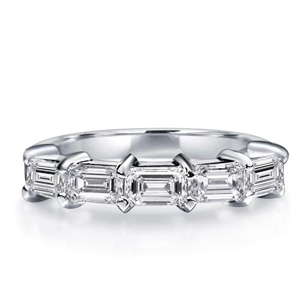 Italo Five Stone Emerald Half Eternity Created White Sapphire Wedding Band