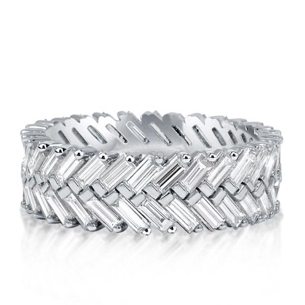Double Row Baguette Eternity Wedding Band