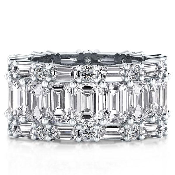 Italo Baguette Eternity Wedding Band Triple Row Anniversary Ring