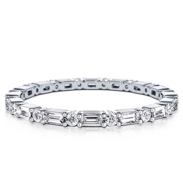 Dainty Baguette Eternity Wedding Band In Sterling Silver