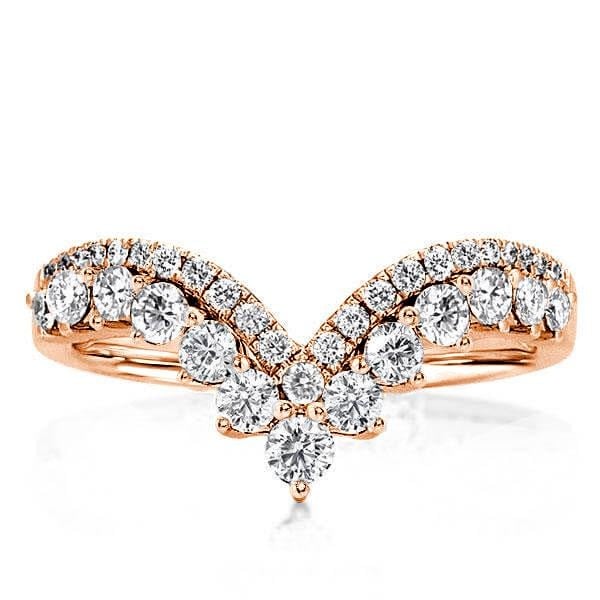 Italo Rose Gold Ring Chevron Wedding Band For Women