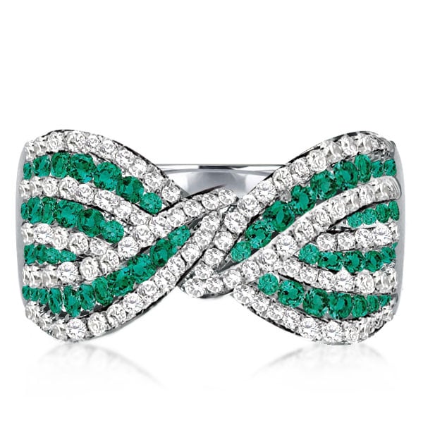 White & Green Bowknot Design Wedding Band