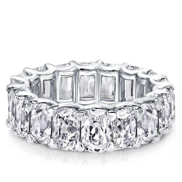 Italo Cushion Cut U Prong Eternity Wedding Band For Created White Sapphire Wedding Rings
