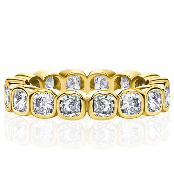 Italo Bezel White Cushion Cut Eternity Wedding Band For Women