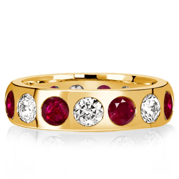 Italo Flush Setting White & Ruby Eternity Wedding Band