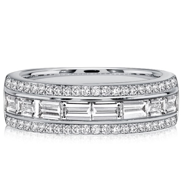 Italo Channel Set Emerald Cut Half Eternity Wedding Band