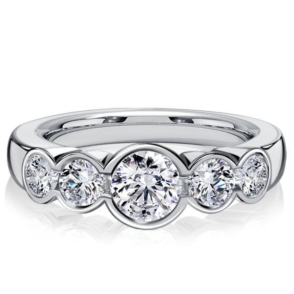 Italo Bezel Set Five Stone Engagement Ring Promise Ring