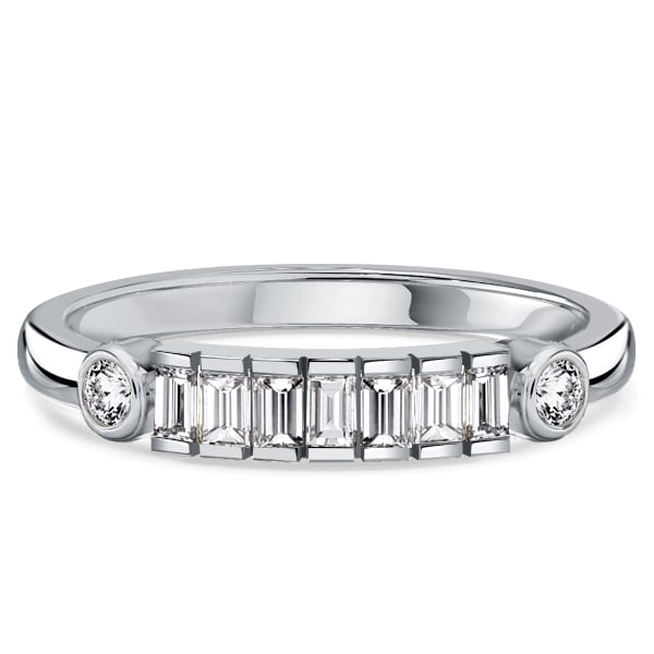 Italo Half-Bezel Baguette Half Eternity Band Travel Wedding Rings