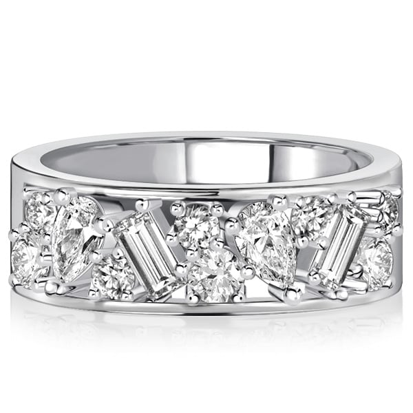 Italo Pear Shaped Baguette Cut Half Eternity Band Anniversarys
