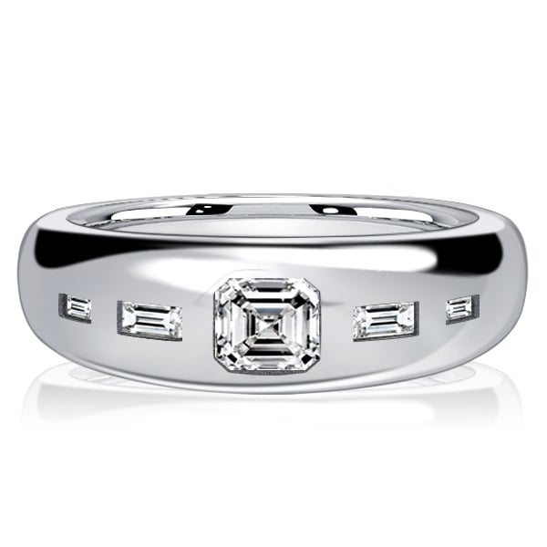 Italo Five Stone Asscher Cut Baguette Wedding Band For Women