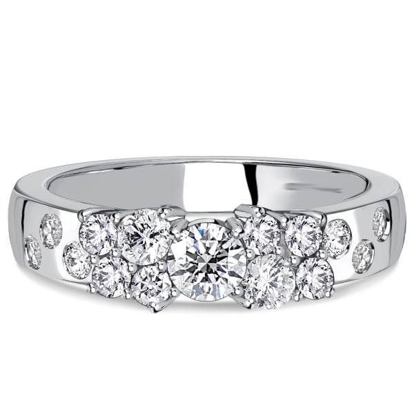 Italo Cluster Design Round Cut White Sapphire Wedding Band Anniversary Rings Waterfall Ring
