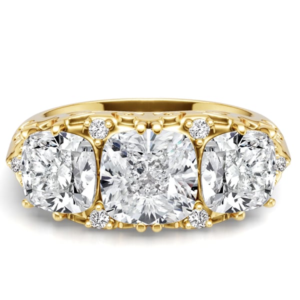 Italo 3 Stone Cushion Cut Filigree Engagement Ring
